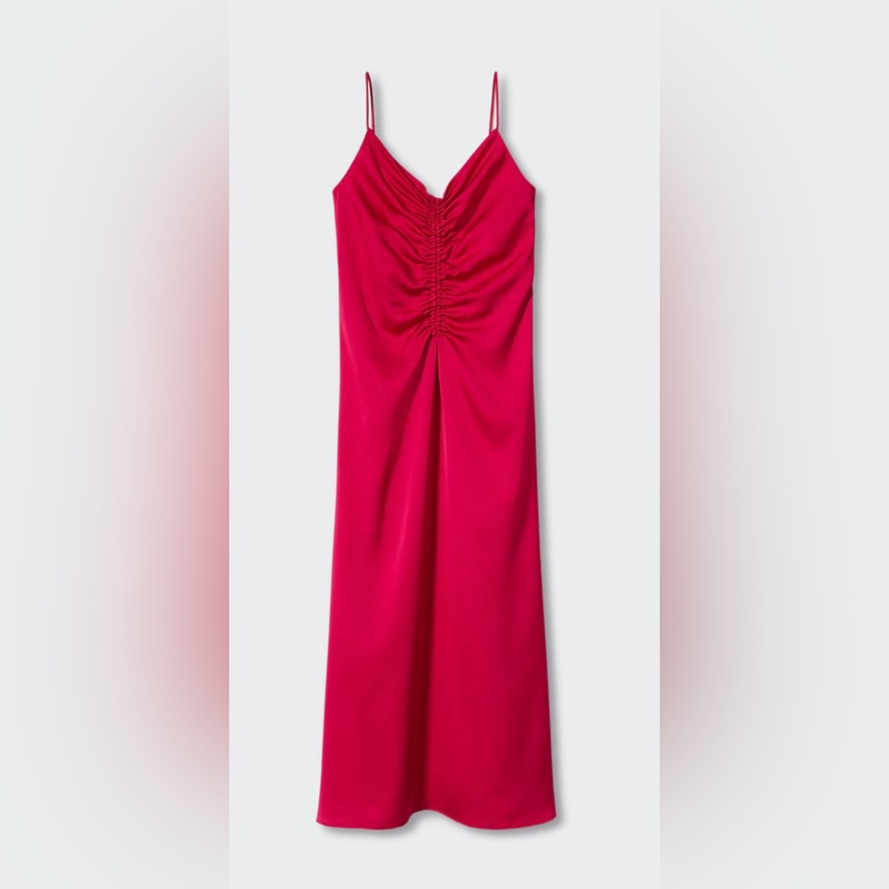 Red Ruched satin dress